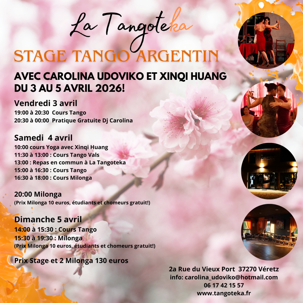 Weekend Tango Argentin | La Tangoteka | Avec Carolina Udoviko et Xinqi Huang | 3 au 5 avril 2026