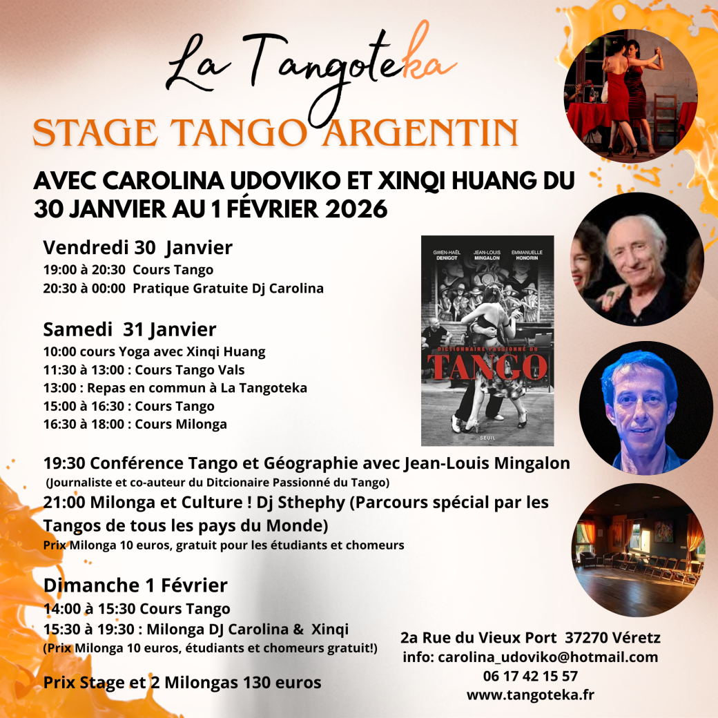 Weekend Tango Argentin | La Tangoteka | Avec Carolina Udoviko et Xinqi Huang | 30 jan - 1er fev 2026