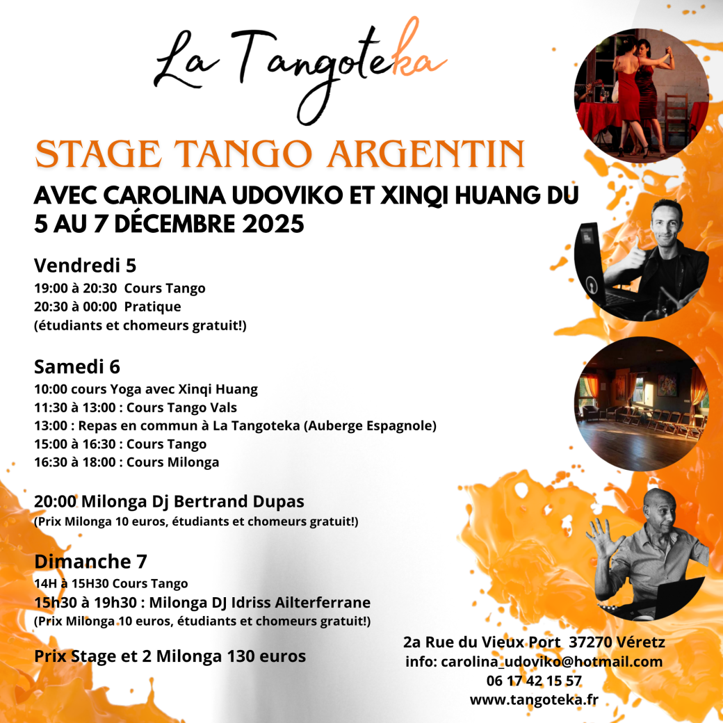 Weekend Tango Argentin | La Tangoteka | Avec Carolina Udoviko, et Xinqi Huang |  5 - 7 Dec. 2025
