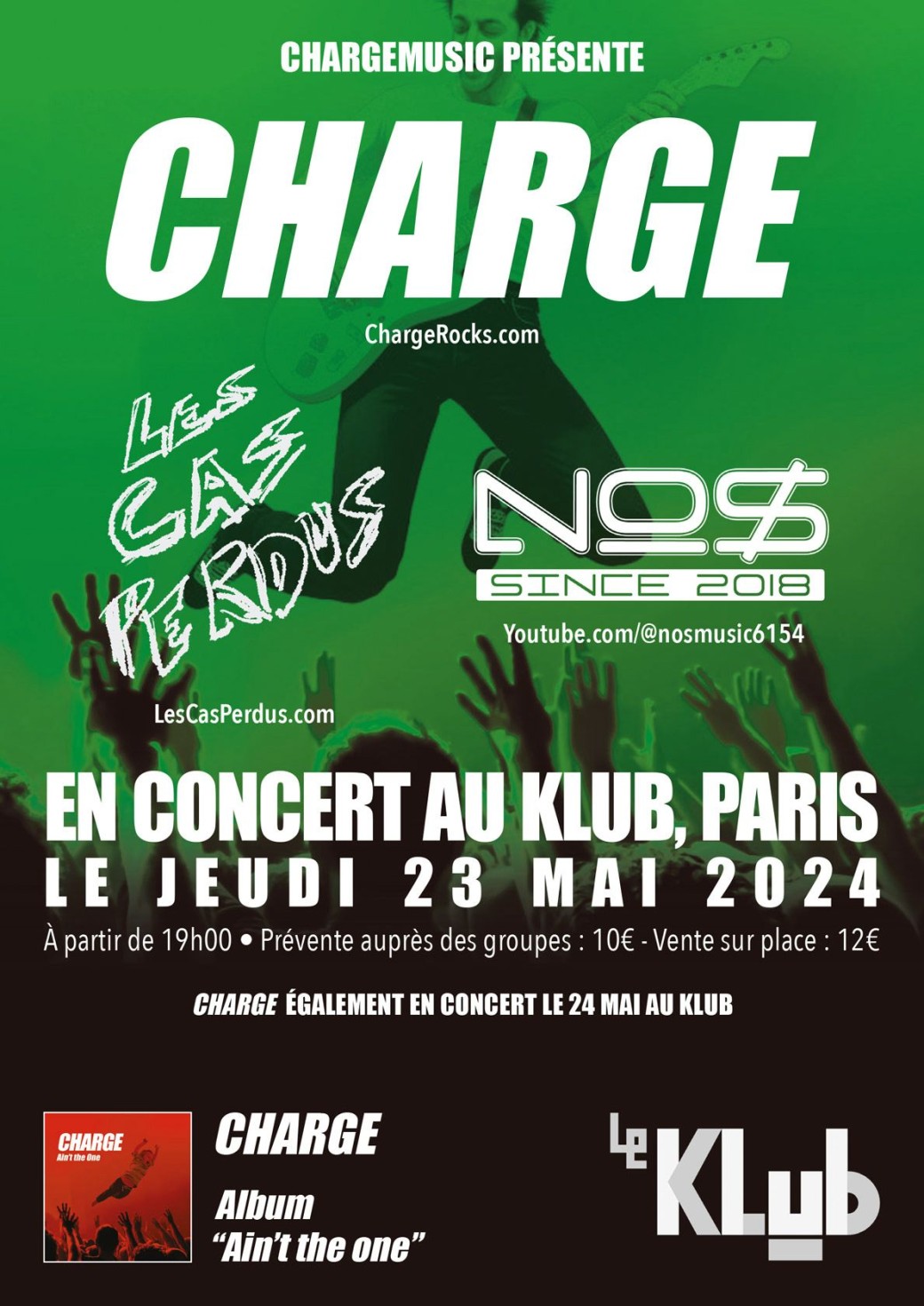 Tickets CHARGE+LES CAS PERDUS+NOS Billetweb