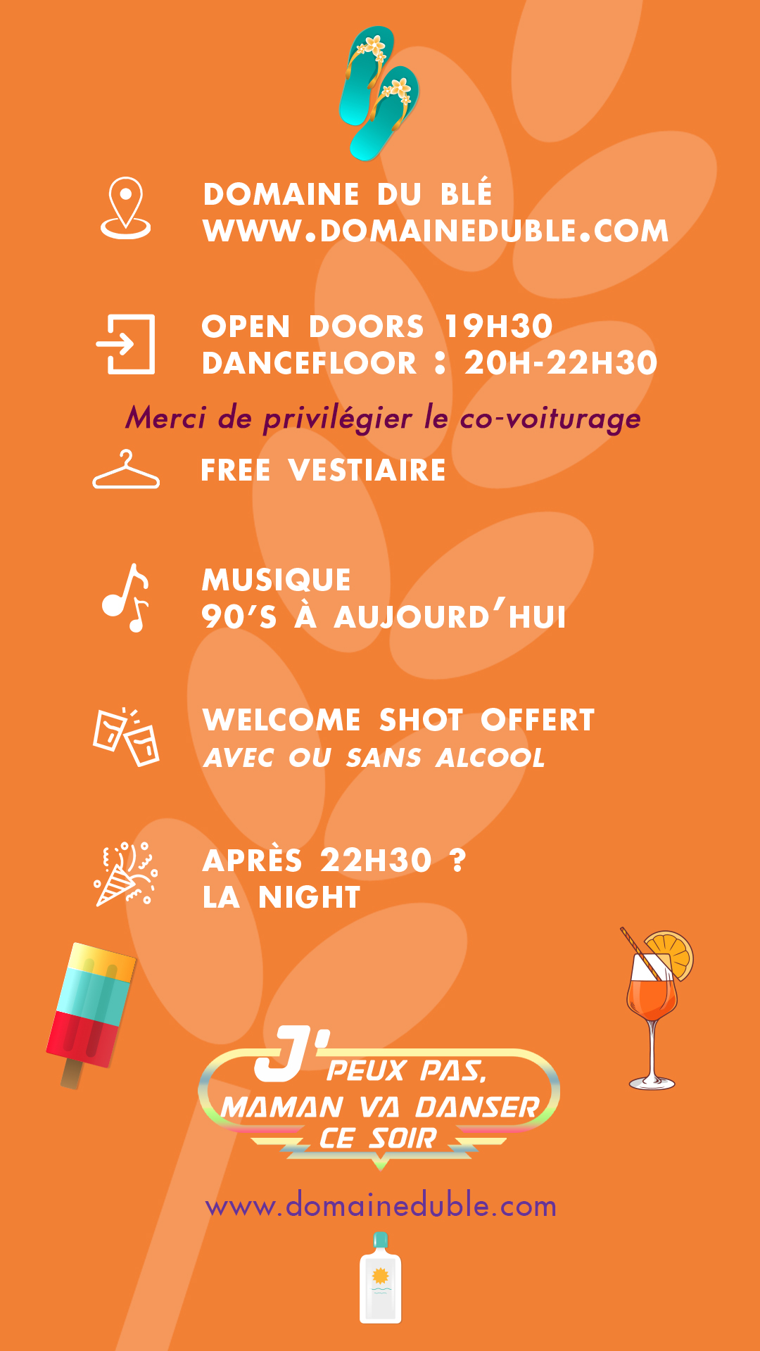 Fini d’attendre minuit pour faire la fête grâce à « J’peux pas, Maman va danser ce soir ». C’est l’occasion de se retrouver de 20h à 22h30 uniquement entre filles, Maman ou pas, pour faire la fête et d’envahir le dancefloor sur de la musique des 90’s à maintenant. Sans Papa et sans enfants, ce vendredi 19 septembre, on vient entre copines et pour décompresser. Réservé à toutes les Mamans et toutes les femmes . . .