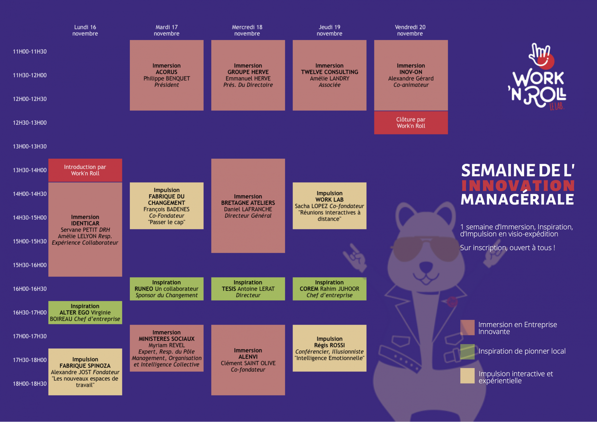 Planning de la semaine de l'innovation managériale