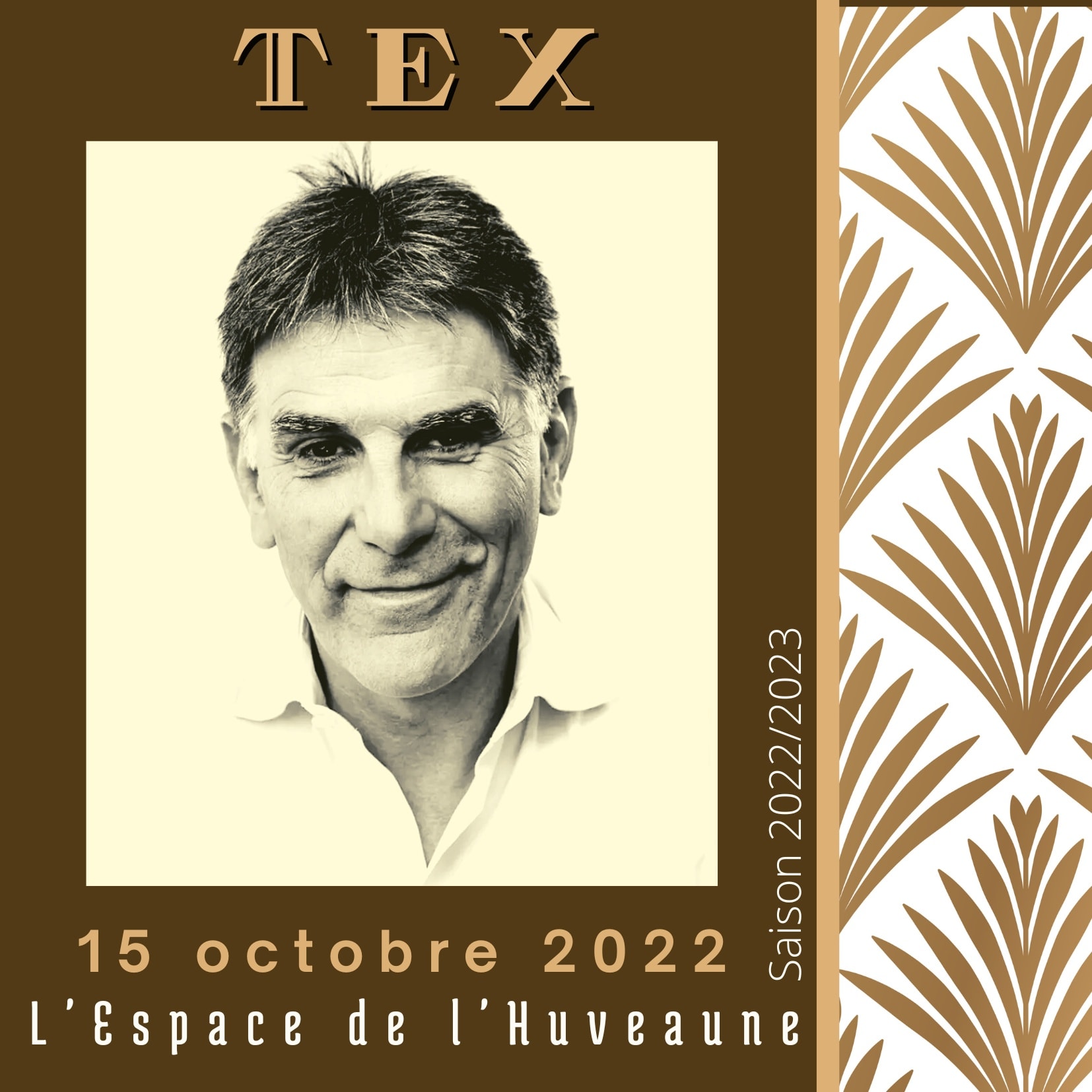 ꧁╭⊱𝕃𝕖𝕤 𝕒𝕣𝕥𝕚𝕤𝕥𝕖𝕤 𝕕𝕖 𝕝𝕒 𝕊𝕒𝕚𝕤𝕠𝕟 𝟚𝟚/𝟚𝟛⊱╮꧂ 𝕋𝔼𝕏  ▪️𝗧𝗘𝗫 de son vrai nom Jean-Christophe Le Texier reçoit en 1982 la médaille d’or du conservatoire de Troyes puis monte à Paris. Là, le jeune homme fait ses débuts au théâtre de Bouvard où il côtoie les humoristes Muriel Robin et Jean-Marie Bigard. 🎪 Avec son nom de scène, Tex évolue vite dans le milieu du show-biz parisien.  ▪️Il devient un élève de La Classe, émission animée par Fabrice, et participe à divers festivals du rire. En 1992, Tex monte sur scène avec son premier spectacle Salut Brother. 🚸  ▪️Après avoir été animateur à la radio (Europe 2, Rire et Chansons, France Bleu), Tex fait ses débuts à la télévision. 📻  ▪️En 2000, il succède à Jean-Luc Reichmann et prend les commandes du jeu télévisé Les Z’amours, sur France 2. 📺 En compagnie de l’huissier Maître Galibert, il met à l’épreuve des couples venus tester leur connaissance mutuelle, avec beaucoup d’humour.  ▪️En 2003, Tex coanime avec Julien Lepers le jeu Intervilles. 🐂  ▪️Deux ans plus tard, l'animateur participe à l’opérette Trois jeunes filles nues produite par France Télévisions, aux côtés d’autres présentateurs du groupe.  ▪️L’humoriste remonte sur scène avec deux spectacles : Je m'sens bien en 2002 et Tex in the City en 2008. Trois ans plus tard, il tient le rôle principal d'une pièce d'Olivier Lejeune intitulée La Symphonie des faux-culs. En 2014, l'homme de spectacle présente son nouveau one-man-show, État des lieux, avant de jouer parallèmement au théâtre dans une pièce de Georges Feydeau (L'Hôtel du libre échange) diffusée sur France 2.🎩  ▪️En 2017, il joue Monsieur Nounou de Georges Feydeau, mis en scène par Luq Hamet, au théâtre Rive Gauche à Paris. En 2022, il joue Qui vole un oeuf... de Henri Guybet, mis en scène par Jean-Luc Moreau en tournée. 🥚  🎭Il est actuellement tournée avec son nouveau spectacle RESISTE.💪